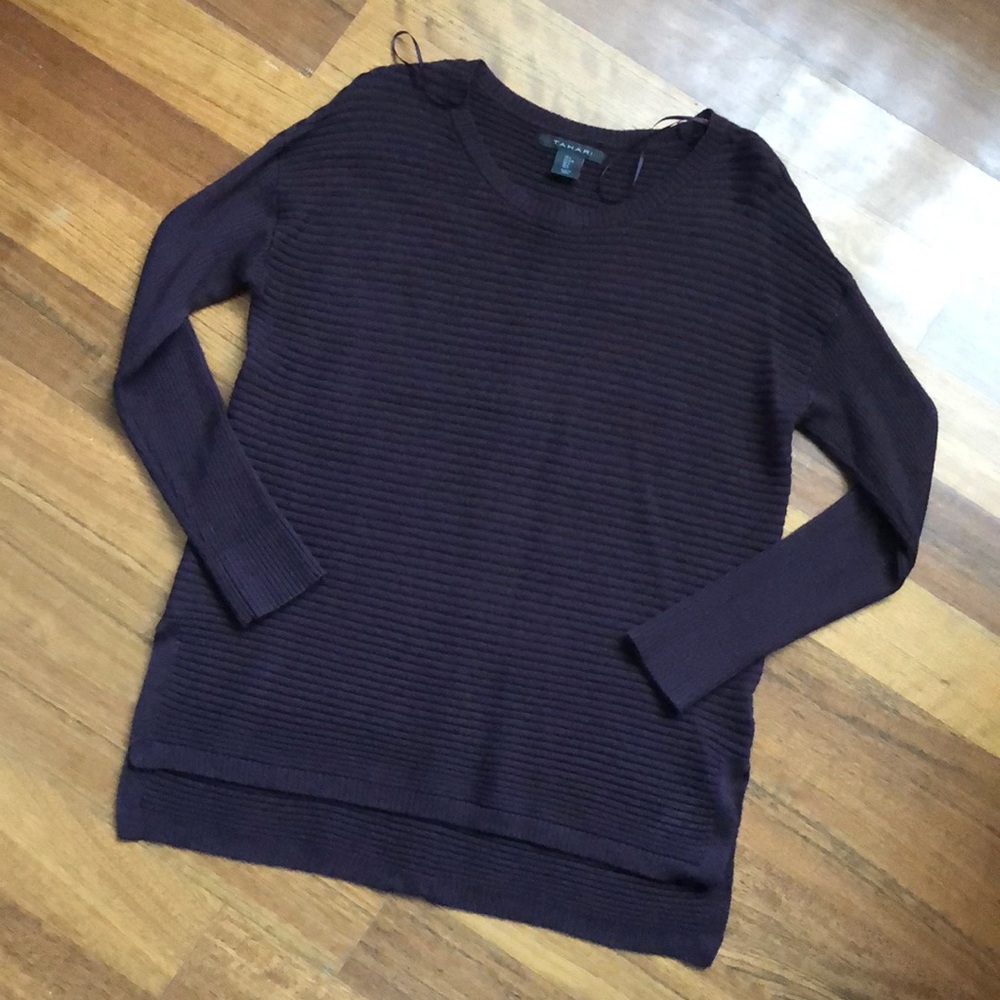 Tahari Sweater with Faux Button Back
